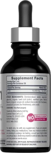 Vista 2 de NeoCell Biotin Liquid Drops 10000mcg 2 onzas líquidas Suplemento de acción rápida Sabor a bayas cabello, piel y uñas