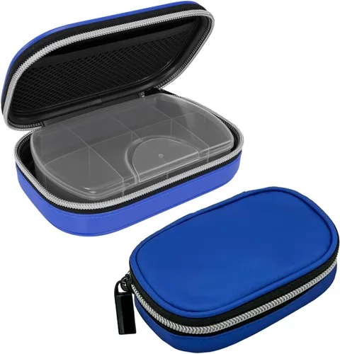 Vista 15 de EZY DOSE Pastillero de farmacia de bolsillo rígido, con bolsa con cremallera, diseño fácil de usar, portátil y perfecto para el uso diario, 8 Negro