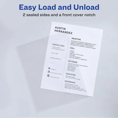 Vista 4 de Avery - Fundas de plástico para documentos, con capacidad para hasta 20 hojas, 12 fundas transparentes (72311)