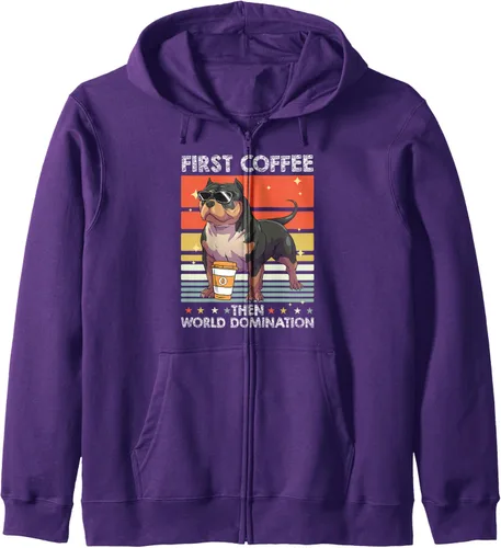 Vista 7 de Bulldog Coffee Breed Dog - Pet American Bully Zip Hoodie