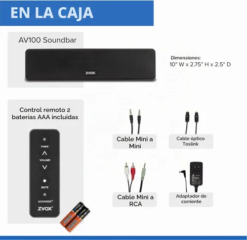 Vista 7 de ZVOX AccuVoice AV100 Barra de Sonido Compacta para TV con 6 niveles de refuerzo de voz, negro
