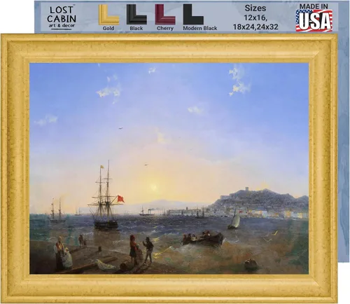 Vista 47 de Lost Cabin Dusk on the Golden Horn de Ivan Aivazovsky Impresión en marco plano negro Reproducción de pinturas de obras de arte finas Regalo