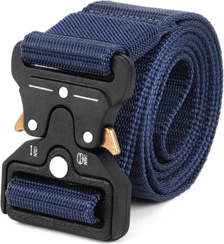 Vista 11 de Cinturón táctico con hebilla de liberación rápida de alta resistencia para hombre de 1.5 pulgadas, cinturón de trabajo de nailon Negro