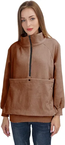 Vista 2 de ALYC Sudadera para transportar mascotas para mujer, diseño de perro y gato, sudadera con bolsa de canguro suave