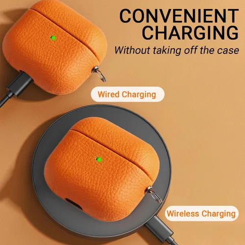Vista 6 de Funda personalizada con nombre para AirPods Pro, añade tus propias iniciales personalizadas, monograma, funda de lujo de cuero vegano para Air Pods