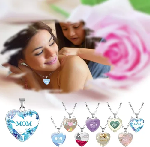 Vista 2 de ZYooch - Dije con la palabra Mom grabada para mujer collar de compromiso de diamantes de imitación joyas para regalar