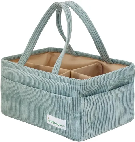 Vista 2 de Buzz&Bloom Organizador de pañales para bebé, elegante cesta de almacenamiento para artículos esenciales para recién nacidos y estación de pañales