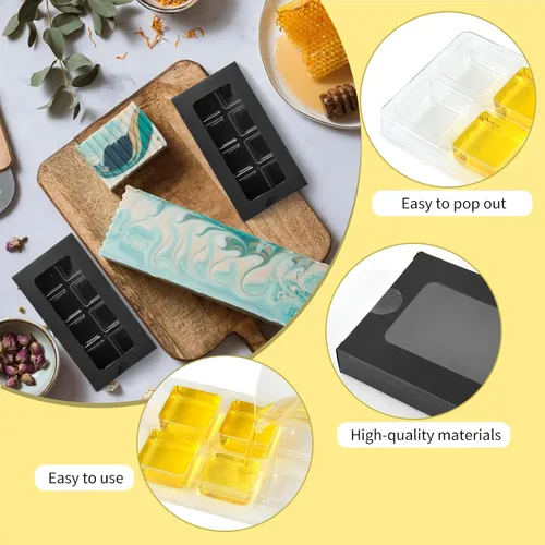 Vista 2 de 50 cajas de regalo para cera derretida, molde de plástico con caja, cajas de cera para derretir cera transparente, moldes de cera derretida