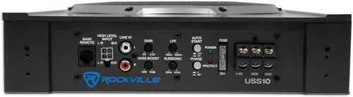 Vista 3 de Rockville USS10 - Subwoofer delgado de 10 pulgadas, 800 W, bajo el asiento, para coche/camión, con amplificador incorporado, entradas de alto nivel