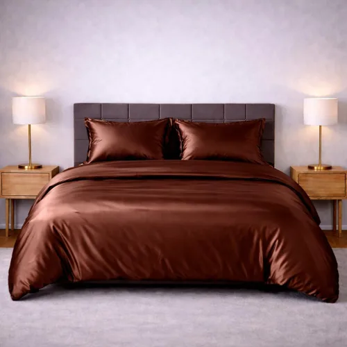 Vista 12 de Juego de funda de edredón de satén de seda – Juego de ropa de cama de lujo de 4 piezas con 1 funda de edredón, 1 sábana bajera