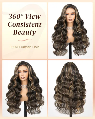 Vista 7 de Arabella - Pelucas de cabello humano sin pegamento de 6 x 5 con reflejos de encaje HD Balayage peluca de 18 pulgadas 1B/27 Ombre Lace Front Wigs