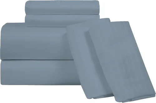 Vista 31 de ROYALE LINENS Juego de sábanas de 300 hilos 100% algodón peinado de fibras largas, 4 piezas, 1 sábana bajera, 1 encimera y 2 fundas de almohada