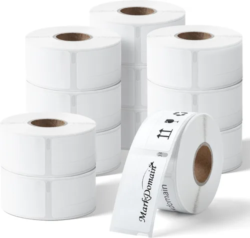 Vista 13 de 12 rollos compatibles con Dymo LabelWriter 30252 repuestos de etiquetas de 1-1/8 pulgadas x 3-1/2 pulgadas, etiquetas de dirección y código
