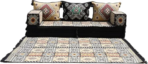 Vista 18 de arabicsofa Juego de sofá de piso árabe esquinero en forma de L - Asiento Majlis marroquí para sala de estar