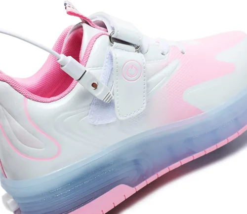 Vista 3 de HHSTS Zapatos para niños con ruedas, zapatos de color de luz LED, patines brillantes, zapatos de patinaje, regalos simples para niños y niñas