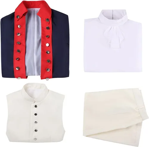 Vista 2 de Weixu Uniforme militar colonial, disfraz de cosplay para hombre, traje de abrigo para fiesta de Halloween