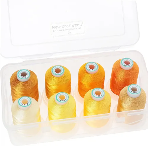 Vista 9 de New Brothread - 20 opciones - 8 carretes con 1000 m cada uno de hilo de poliéster para máquina de bordar con caja de almacenamiento de plástico