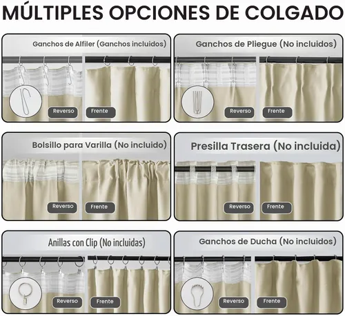 Vista 2 de Cortinas opacas de terciopelo beige para dormitorio de 52 x 72 pulgadas de largo, juego de 2 paneles - Cortinas con bloqueo de luz UV y reducción