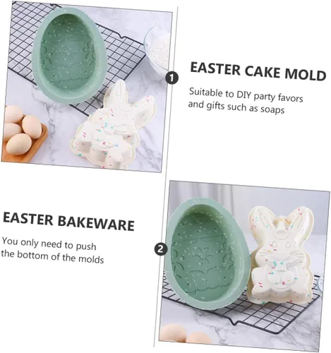 Vista 7 de Zerodeko Molde de silicona para pastel de silicona, molde de chocolate, molde seguro para microondas, molde de conejo, molde de vela de silicona