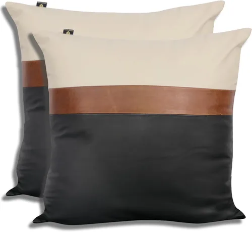 Vista 39 de LL LEATHER LOVERS Funda de almohada de piel de cordero - Funda de cojín para sofá, fundas decorativas para sala de estar y dormitorio, 20 x 20 Negro