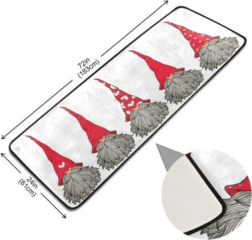 Vista 2 de Christmas Runner Rug, Cute Gnomes Christmas Pattern Runner Rug Floor Mat Non-Skid Kitchen Rug Soft Area Rug for Bathroom Entryway Hallway Dining
