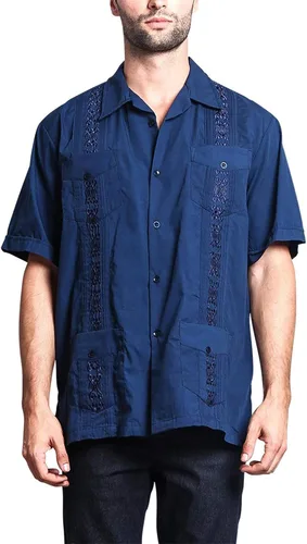 Vista 7 de G-style EE. UU. Remera playera mangas cortas de guayabera cubana para hombres