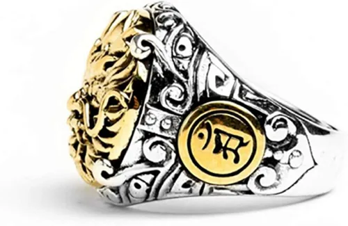 Vista 2 de Anillo de cabeza de tigre rugido para hombres, anillo de tigre de hip hop, anillo gótico de oro, tigre, motorista, para niños