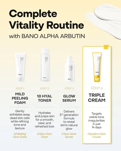 Vista 6 de Bano Alpha Arbutin Triple Cream - Hidratante facial iluminador con alfa arbutina y niacinamida Ácido hialurónico hidratante Cuidado de la piel