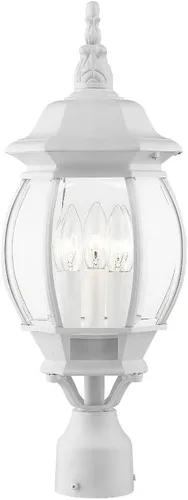 Vista 4 de Livex Lighting 7526-14 Frontenac - Lámpara tradicional de 3 luces para exteriores con pantallas de vidrio biselado transparente, 22 x 8 x 22 Negro