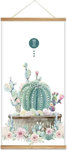 Vista 18 de wall26 Póster colgante de madera enmarcado con hermosas flores de invierno, impresión para el hogar, listo para colgar, 18 x 36 pulgadas