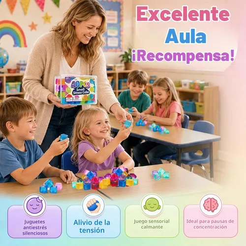 Vista 4 de Paquete de 40 mini cubos de estrés para niños: 1.18 pulgadas, juguetes