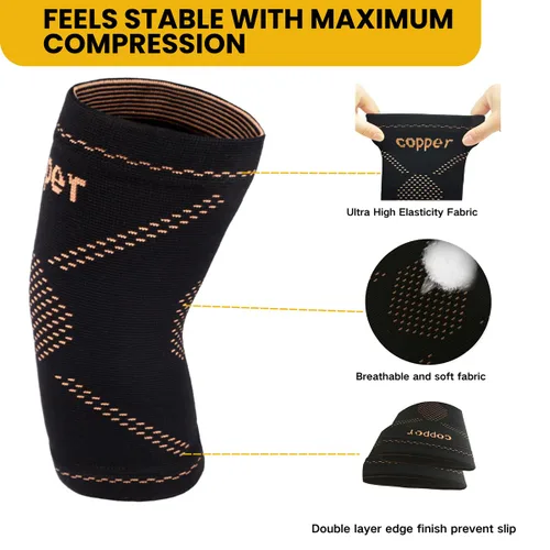 Vista 3 de Manga de compresión de codo de cobre, codo para tendinitis y codo de tenista, manga de soporte de codo para hombres y mujeres, alivio de tendinitis
