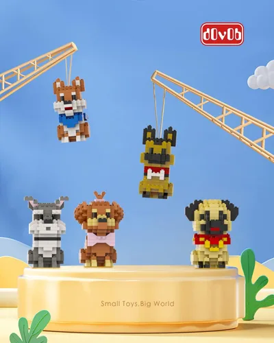 Vista 5 de dOvOb Micro Mini Blocks 8 en 1 juego de perros, 1616 piezas de ladrillos, colección de rompecabezas 3D, juguetes de modelo animal como regalo