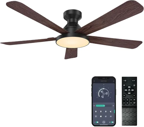 Vista 17 de Ventiladores de techo con luces, ventilador de techo empotrado de perfil Marrón