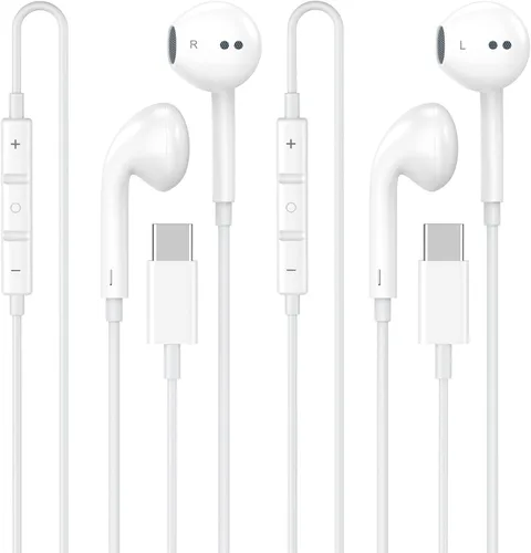 Vista 9 de [Certificado MFi de Apple] Auriculares USB C para iPhone 17, 16, 15, paquete de 2 auriculares con cable USB C con micrófono y control remoto