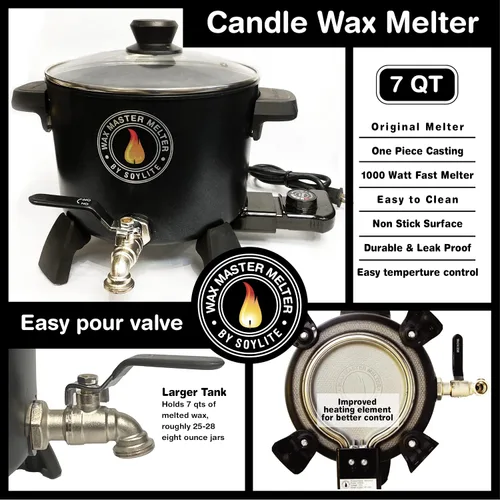 Vista 5 de Soylite Candles - Derretidor de cera para hacer velas, capacidad para aproximadamente 7 cuartos de galón de cera derretida, válvula de vertido fácil