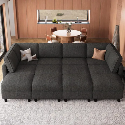 Vista 13 de Belffin - Sofá cama modular de 110.2 pulgadas, 12 asientos, color beige