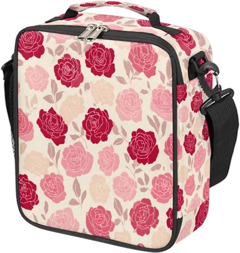 Vista 32 de Pardick Divertida bolsa de almuerzo aislada con calavera de fuego para adolescentes y niños, lonchera portátil reutilizable con correa
