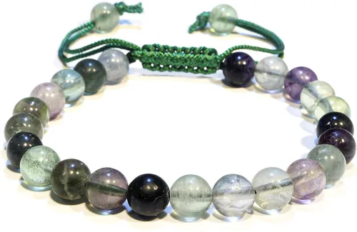 Vista 210 de Adjustable Crystal Bracelet – Gemstone Bead Bracelet with Adjustable Macrame String – Chic Gemstone Bracelet for Men and Women – 8mm Round Healing
