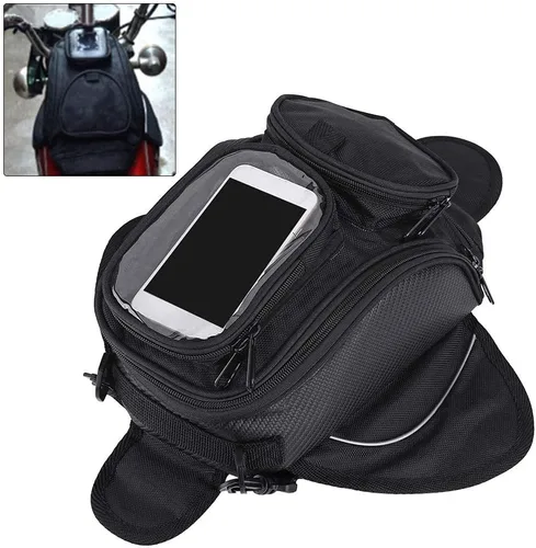 Vista 5 de Aramox Bolsa de motocicleta, negro universal motocicleta motocicleta montar fuerte aceite magnético combustible bolsa superior transparente, Popular