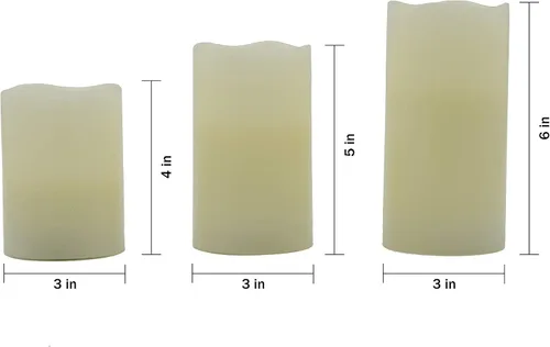 Vista 6 de YAKii Paquete de 3 velas sin llama que cambian de color, cera real para exteriores con temporizador, velas LED con control remoto