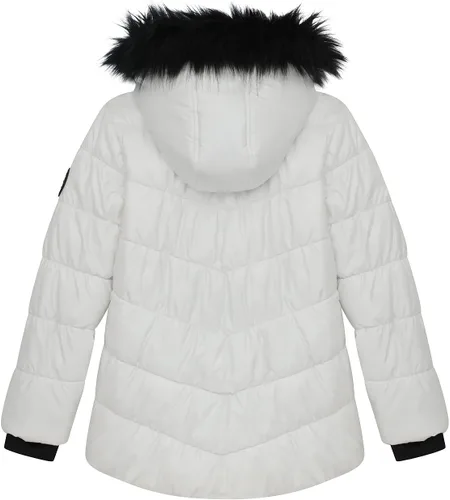 Vista 3 de Juicy Couture Girls Puffer Jacket, Laminated Bubble Kids Coat with Fur Hoodie