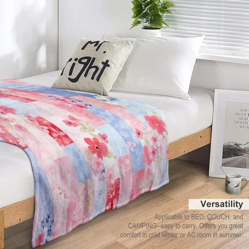 Vista 5 de Manta de verano con parches bohemios, vintage, bohemia, acogedora manta de franela para sofá, cama para niños y adultos, 30 x 40 pulgadas, manta