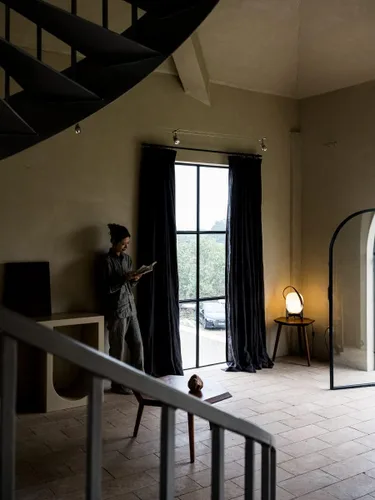 Vista 4 de Cortinas semitransparentes de 100 % lino para sala de estar, juego de cortinas largas plisadas de estilo bohemio neutro para decoración de casa