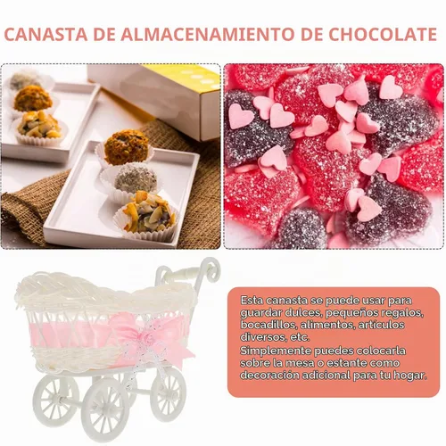 Vista 8 de Cochecito de mimbre vintage con forma de cochecito, cestas de mimbre para pan, cestas de almacenamiento de alimentos, cuenco de exhibición