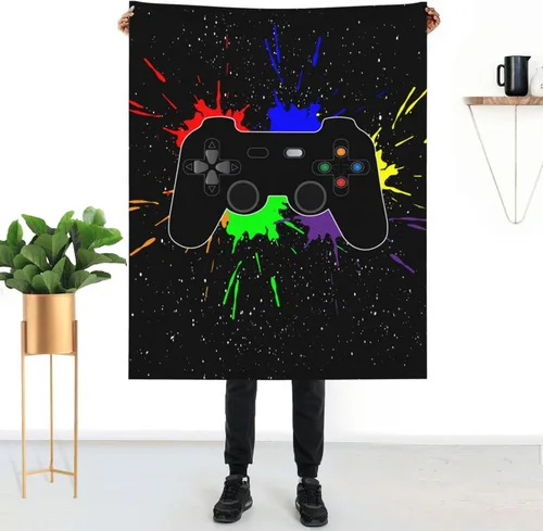 Vista 9 de Manta para Jugar Video Juegos, Gamer Cool, Manta Suave para Cama, Ropa de Cama Cálida, Acogedora, de Felpa, Manta de Franela y Forro Polar, Regalos