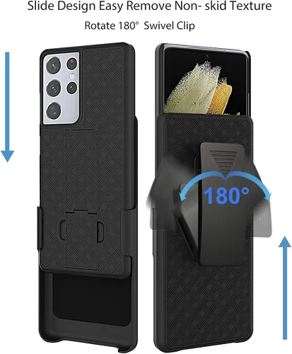 Vista 8 de Ailiber Funda protectora para Samsung Galaxy S21 Ultra 5G, protector de pantalla para Galaxy S21 Ultra, soporte giratorio con clip para cinturón