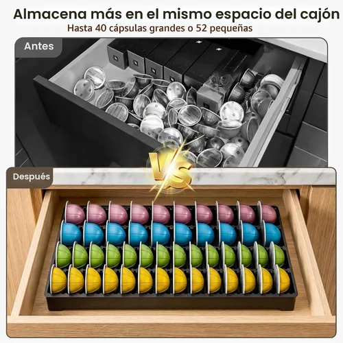 Vista 4 de EVERIE Cajón de Almacenamiento de Cápsulas de Café Compatible con Nespresso Vertuoline, Inserto para Cajonera, NCT04