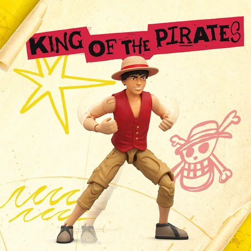 Vista 5 de Figura de acción de One Piece Monkey D. Luffy, 6 pulgadas (5.9 in) con 6 accesorios, incluye brazos y piernas intercambiables, póster deseado y base