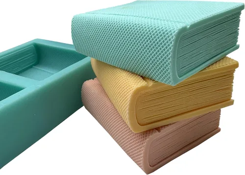 Vista 2 de Molde de jabón de silicona de dos libros, moldes de cera de vela hechos a mano, molde de silicona para pastel de mousse de chocolate, gelatina